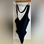 Free People NWOT  Can't Stop Me Asymmetrical Bodysuit - Black Photo 4