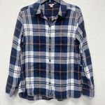 Woolrich  Flannel Shirt Womens Large Oxford Button Up Long Sleeve Plaid Blue Photo 0