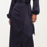 NWT DIARRABLU Lala Wrap Midi Dress Navy X Photo 0