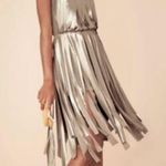 Halston Heritage Gold Metallic Carwash Dress Size M Photo 2