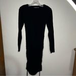 LIONESS  Black Easy Village Long Sleeve Cinched Sides Sweater Dress Photo 2