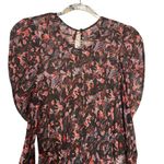 IRO  Lou Top in Black Floral Red Long Sleeve Sheer Puff Sleeve Size 6‎ Medium M Photo 3