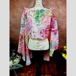 Live 4 Truth Crop Top with Exaggerated Bell Sleeves Floral Size S Photo 6