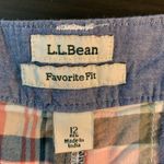 LLBean Favorite Fit Patchwork Plaid Bermuda Shorts Women Size 12 Reg Preppy Blue Photo 2