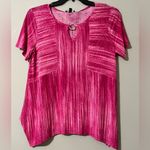 Sami & Jo  size medium womens fuchsia short sleeve blouse lightweight stretchy Photo 10