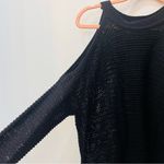 EXPRESS Sheer Cold Shoulder Sweater Top Sz XS Open Knit black Photo 2