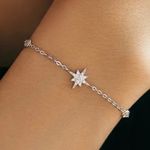 925 Silver Thin Chain Elegant Star Bracelet New in Packaging Photo 0