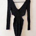 Open Edit Sparkle Cutout Sweater Mini Dress Black/Silver Size Medium NEW Photo 3