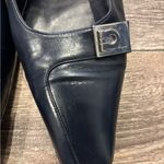 Salvatore Ferragamo  Vintage Italian Leather Pumps Size 8.5 Navy Blue Silver Logo Photo 3