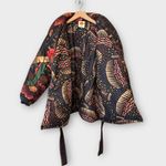 Farm Rio Black Wild Bananas Metallic Reversible Puffer Jacket Size Small Photo 6