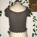 Guess Green Gray Crochet Style Top Photo 1