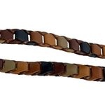 Genuine Leather Neutral Colors Interlocking Gold Buckle Belt Photo 3