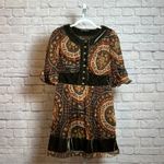 Theme Velvet Boho Print Mini Dress Women's Size L Retro Festival Style Size L Photo 2