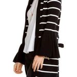 Chaser  White Navy Blue Longline Knit Hooded Belted Cardigan Duster Sweater M Photo 1