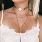 White House | Black Market Braided Leather Stone Choker Necklace  Photo 0