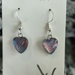Handmade Acrylic Pour Dangle Heart Earrings Hypoallergenic Jewelry ARTISAN Photo 3