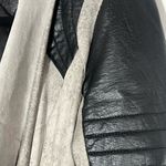 Blanc Noir Drape Moto Jacket Gray Faux Leather Quilted Sleeves Boho Black Photo 6