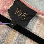 W5  Ribbed Short Sleeve Cream Short Ruffle Sleeve Wooden Button Blouse Size M Photo 9