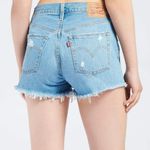 Levi's Levi’s 501 High Rise Jean Shorts 32 Light Wash Raw Hem Distressed Button Fly Photo 2