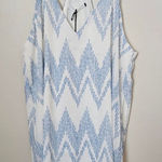 Three Eighty Two  Dress Tanner Slip White Blue Chevron Dot Print Mini Cocktail Photo 0