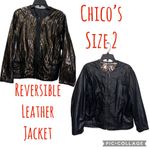 Chico's Chico’s Leather Reversible Leather Metallic Gold Black and Brown Women's Jacket Photo 1