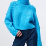 ZARA Purl Knit Crop Wool Alpaca Cowl Mock turtleneck Oversized pullover cable warm cozy comfy soft winter sweater chunky Blush Photo 6
