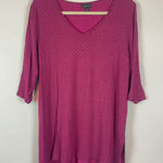 J Jill Wearever Collection Magenta Geometric Print 3/4 Sleeve V Neck Tunic Top M Pink Size M Photo 0
