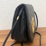 Vintage Unbranded Black Quilted Leather Medusa Sunburst Medallion Crossbody Bag Photo 2