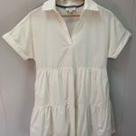 THML Womens Collared Short Sleeve Cream Dress Medium Photo 2