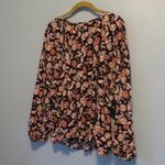 Terra & Sky  Black Floral Print Top Orange Brown Maroon Sz 1X Boho Blouse Photo 8