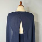 ZARA New Navy Blue Elegant Round Neck Knit Cape Dress Slit Long Sleeves Size S Photo 9