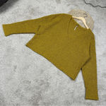 Free People Finders Keepers Sweater Boucle Knit V-Neck Slouchy Boho Moss Green M Photo 3