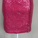 Hello Molly Vibrant Pink Sequin Asymmetrical Strap Mini Dress Size US 8 Photo 6