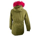 Cat & Jack Women's Olive Green Pink Faux Fur Hoodie Hooded Parka Coat Jacket XL Photo 1