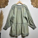 Free People mini dress denim or jacket pleated cover-up cotton linen blend Photo 3