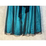 Sequin Hearts VTG Y2K Prom Dress Size 13 Teal Satin Black Tulle Velvet Trim Whimsygoth Skater Photo 4