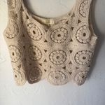 Rebellion  Crochet Tank Top Cream Sleeveless Festival Boho‎ Women's L Photo 2