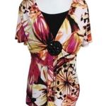 Notations ๐ธ3/$15๐ธ Colorful Floral Contemporary Work Short Sleeve Blouse M Photo 0