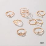 Boutique Gold Rhinestone Stacking Midi Finger Multi Size 8pc Ring Set‎ NEW Photo 5