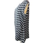 cj banks  black top with white chevron striped top! Ruched on side and flared hem Photo 3