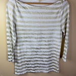 J.Crew Womens Gold Striped Cotton 3/4 Sleeve Size Small Preppy Photo 0