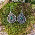 Handmade Natural Green Onyx silver earrings Photo 1