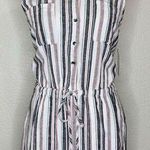 NWT Kelly Renee Linen Blend Women’s Size Medium Striped Romper Gray Photo 0