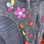 Rising International Cotton Black Floral Patchwork Hooded Zip Up Sweatshirt XL Photo 2