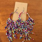 Boho Chic Colorful Fashion Statement Beaded French Wire Closure Dangle Earrings Pink Photo 0