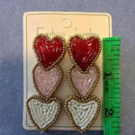 Three hearts earrings Pink Photo 3