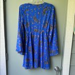Free People  Blue Plunge Neck Bell Sleeve Dress Photo 2