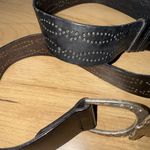 Fossil Black Leather Belt with Silver Horse Horseshoe Buckle Adjustable 22-40” Photo 3