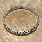 Sterling Silver Sarda Artisan  Cut Out Filigree Scroll Hinged Bangle Photo 2