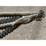 Vintage Layered Pearl Multi Layered White Blue Bead Round Glass Necklace Sz 22” Photo 7